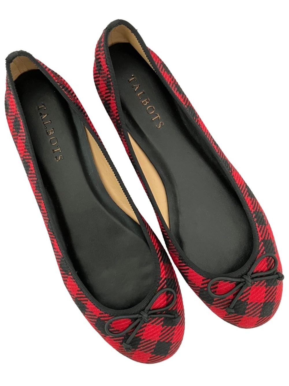 Talbots Shoe Women's Size 7 AA Jilly Buffalo Plaid Check Ballet Flat Red Black
